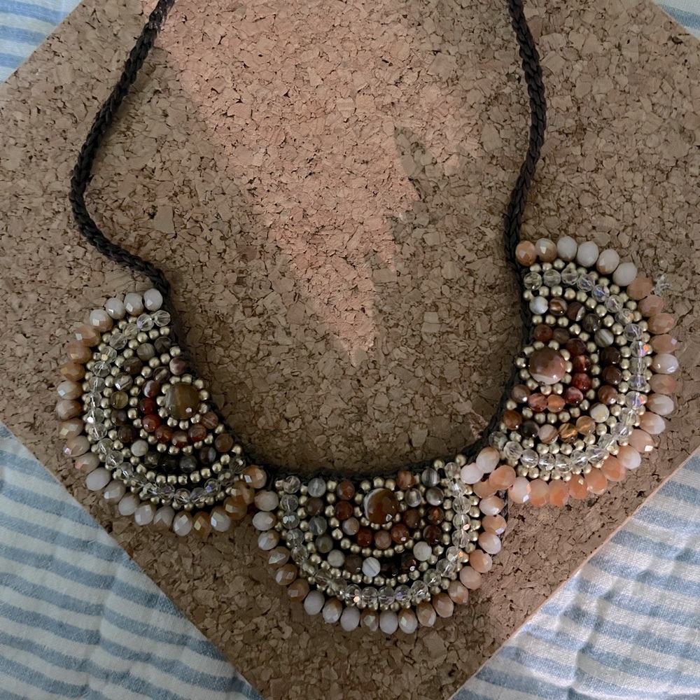 Hand/beaded and rope necklace - adjusts- very cool!
